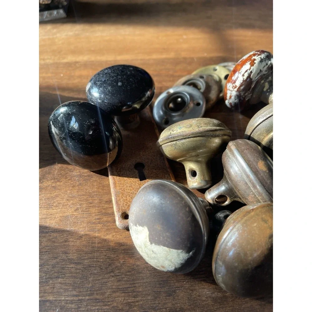 23 Antique Vintage Door Knobs + 12 Parts Porcelain Brass Architectural Salvage